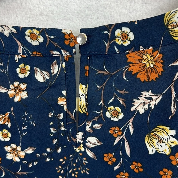 Roz & Ali Women’s Blouse Top Size L Blue/White/Rust Polyester Flutter Sleeves - Picture 6 of 10